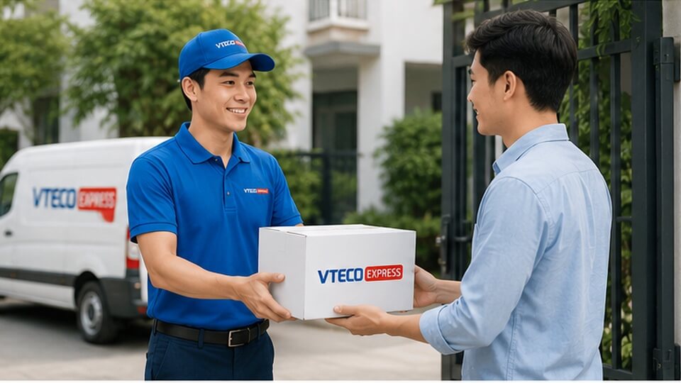 Nhân viên VTECO Express giao hàng hỏa tốc thành công cho khách hàng