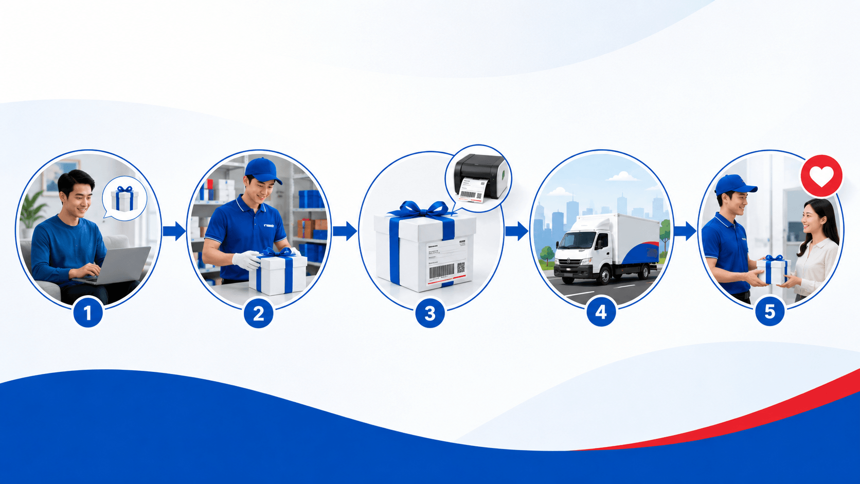Quy trình gửi quà tặng qua VTECO Express từ nhận hàng đến giao thành công