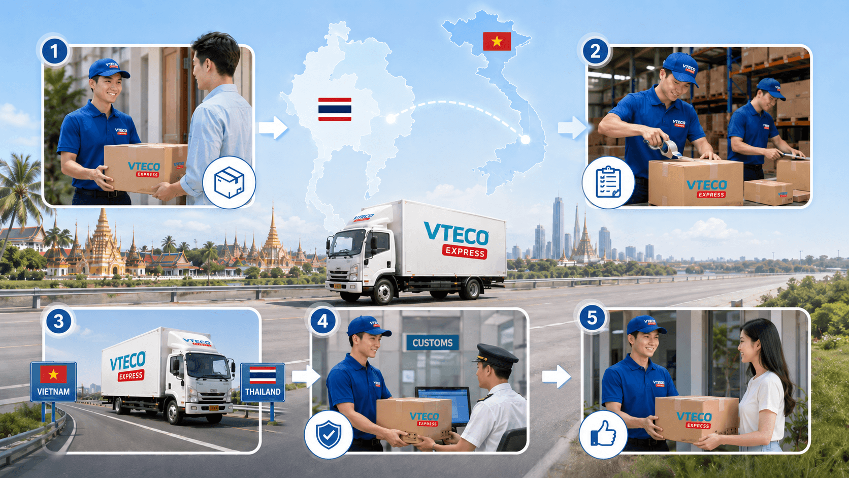 Quy trình gửi hàng đi Thái Lan tại VTECO Express