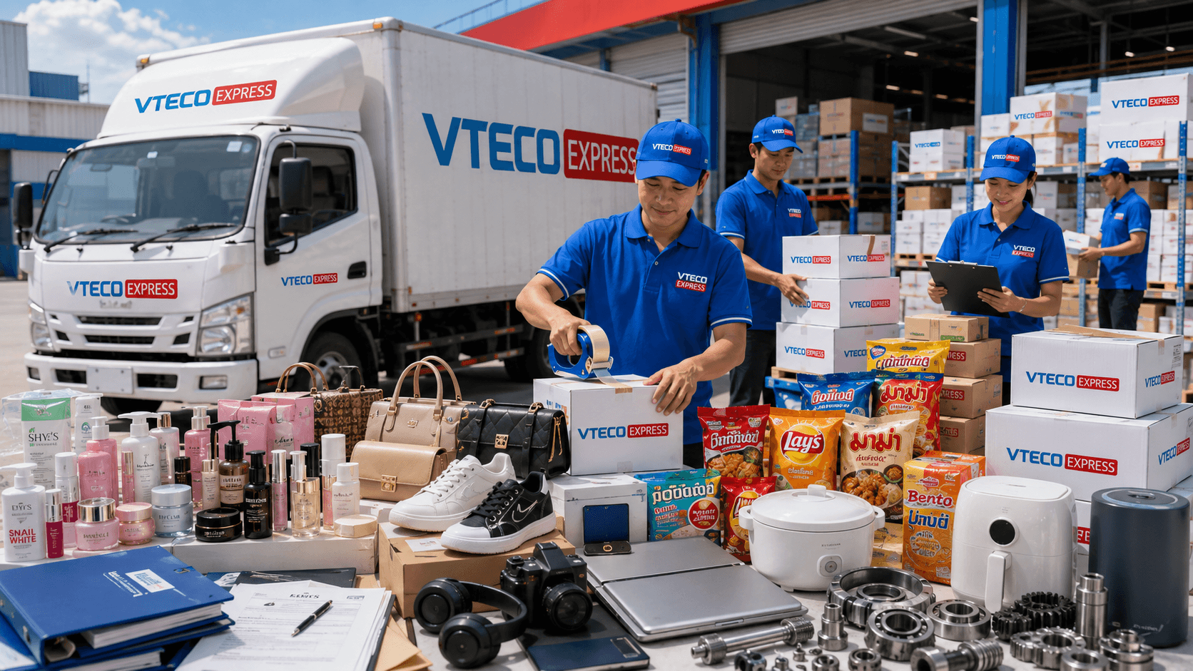 VTECO Express nhận vận chuyển mỹ phẩm, hàng tiêu dùng, phụ kiện, máy móc và hàng thương mại từ Thái Lan về Việt Nam