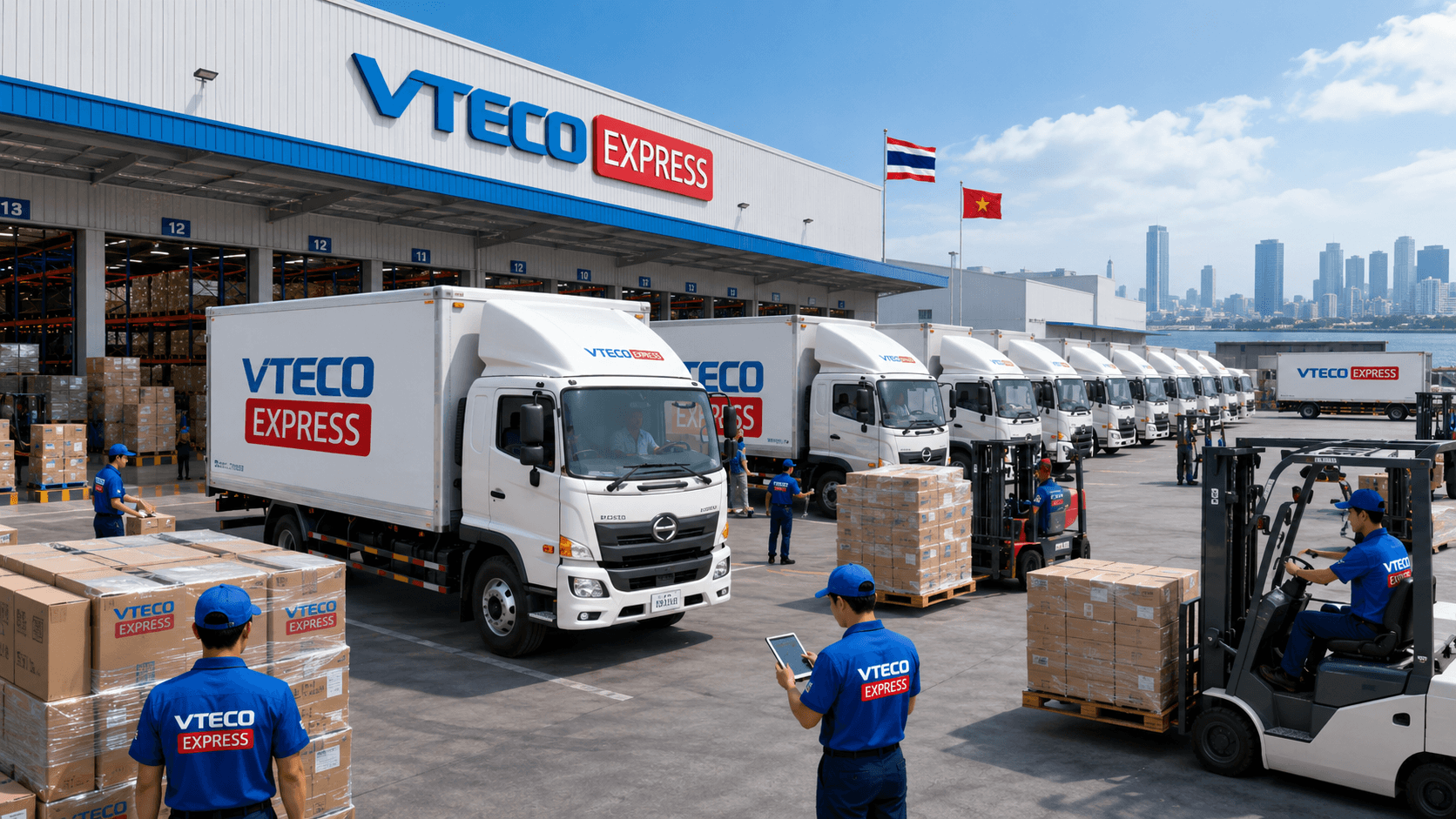 Hệ thống xe tải VTECO Express đáp ứng vận chuyển hàng Thái Lan về Việt Nam số lượng lớn