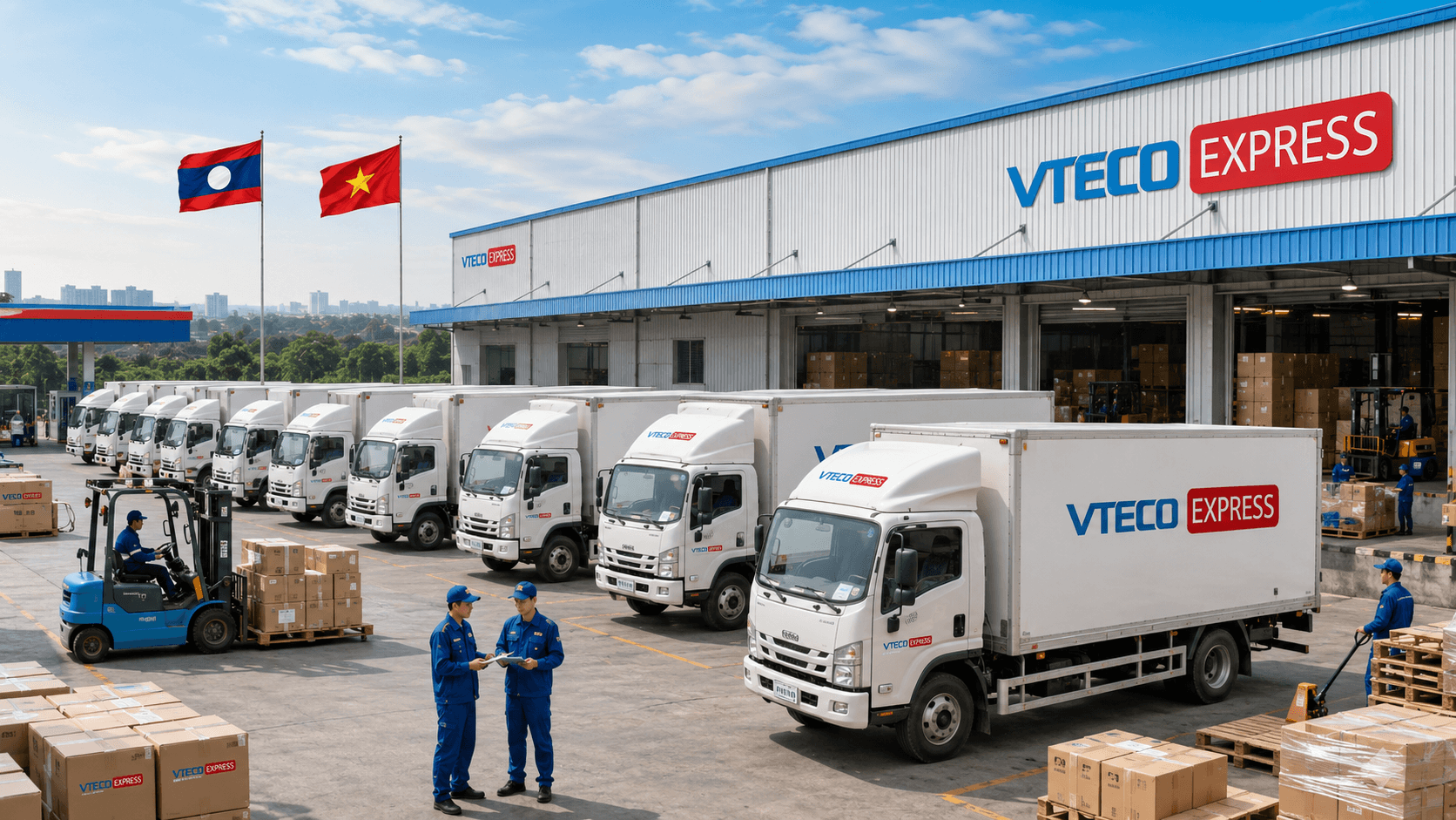 Hệ thống xe tải VTECO Express đáp ứng vận chuyển hàng từ Lào về Việt Nam số lượng lớn