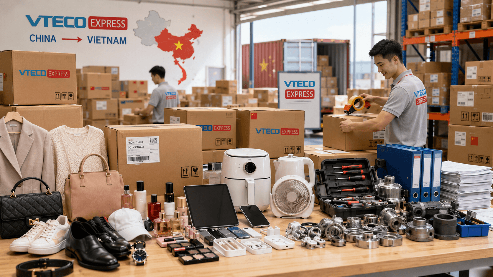 VTECO Express nhận vận chuyển hàng order, phụ kiện, linh kiện, máy móc và hàng thương mại từ Trung Quốc về Việt Nam