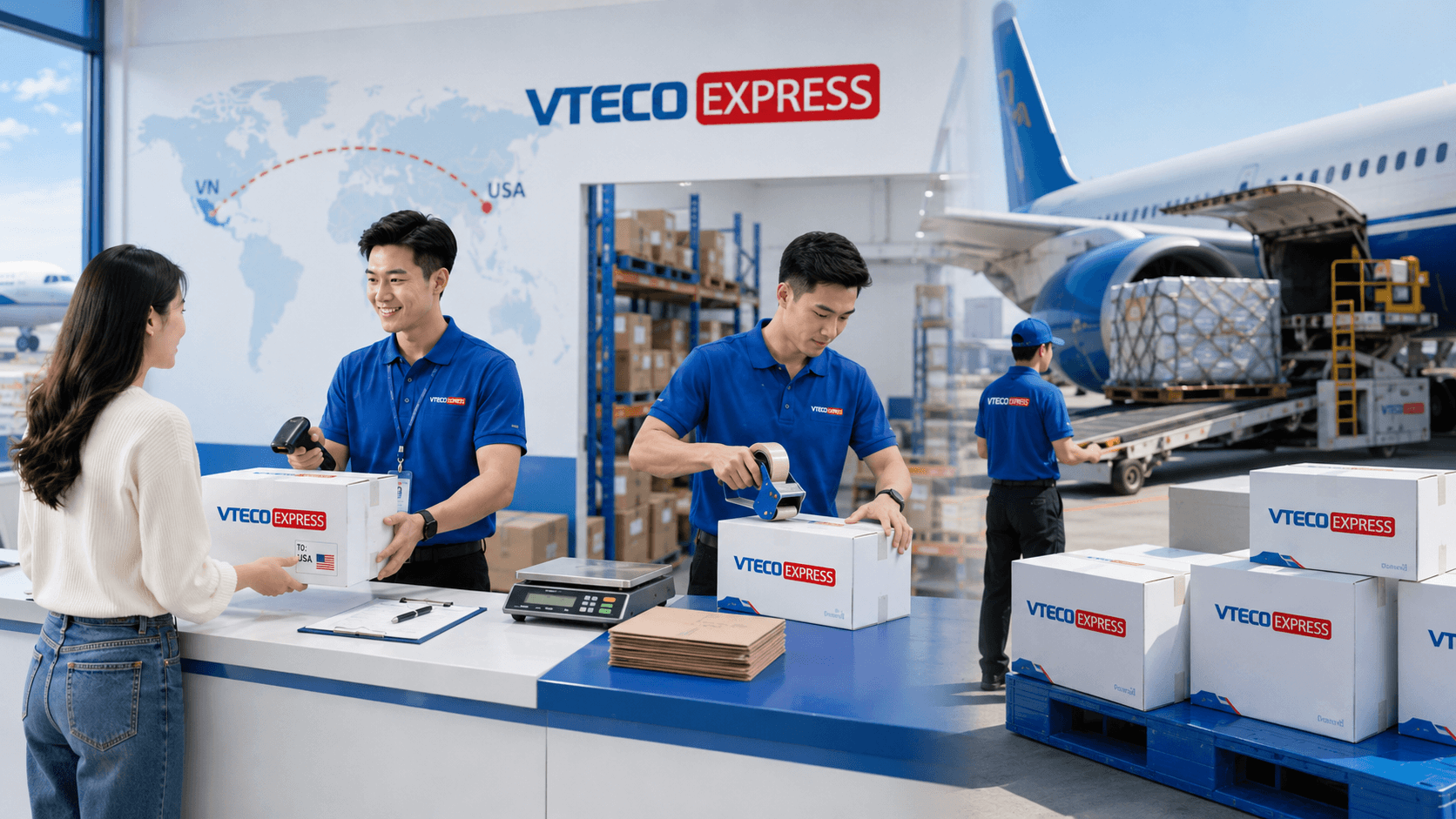 Quy trình nhận hàng đóng gói vận chuyển và tra cứu đơn hàng đi Mỹ