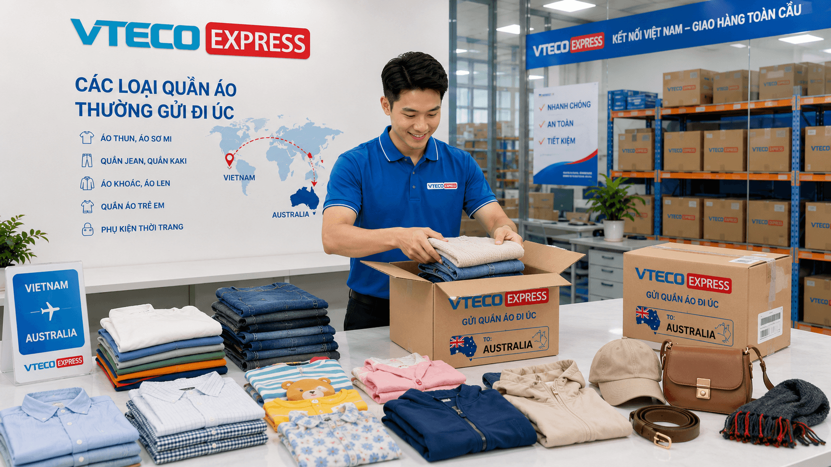 Gửi áo thun áo khoác đồ trẻ em và quần áo cá nhân đi Úc