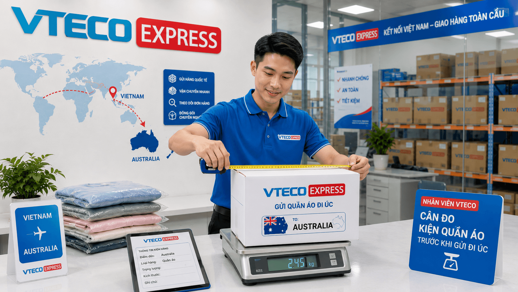 Cách tính cước gửi quần áo đi Úc theo cân nặng và kích thước