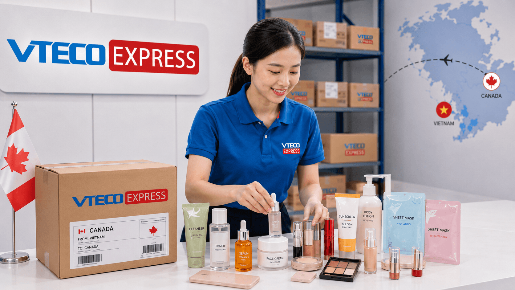 Gửi son môi kem dưỡng serum và mỹ phẩm chăm sóc da đi Canada