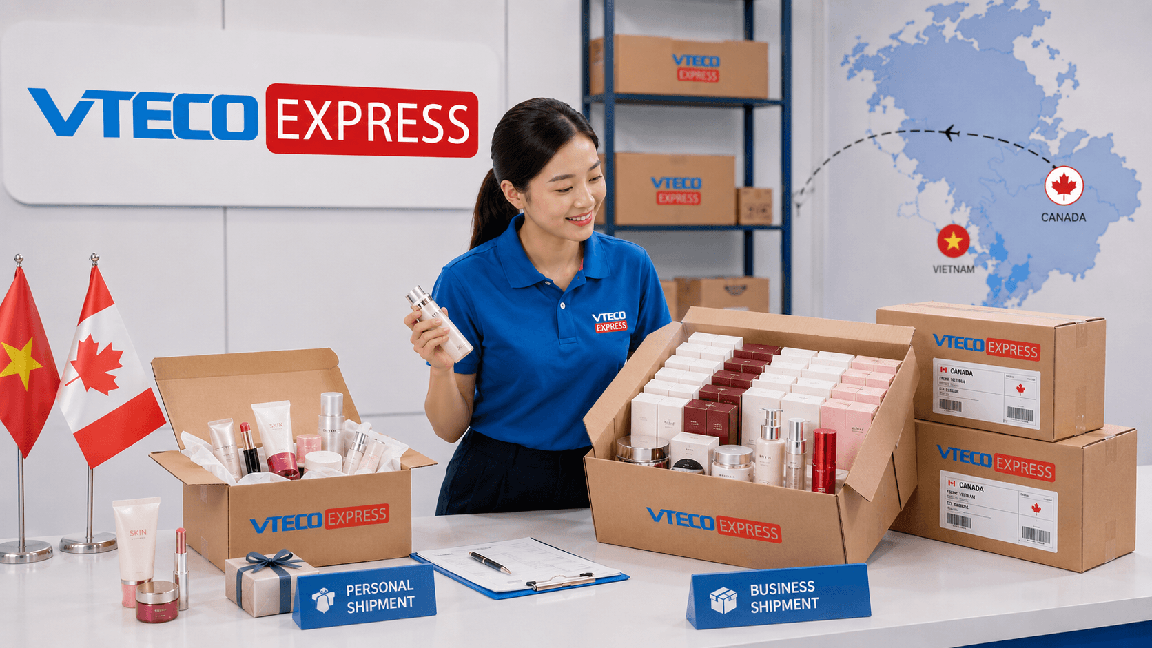 Kiểm tra mỹ phẩm cá nhân và hàng kinh doanh trước khi gửi đi Canada